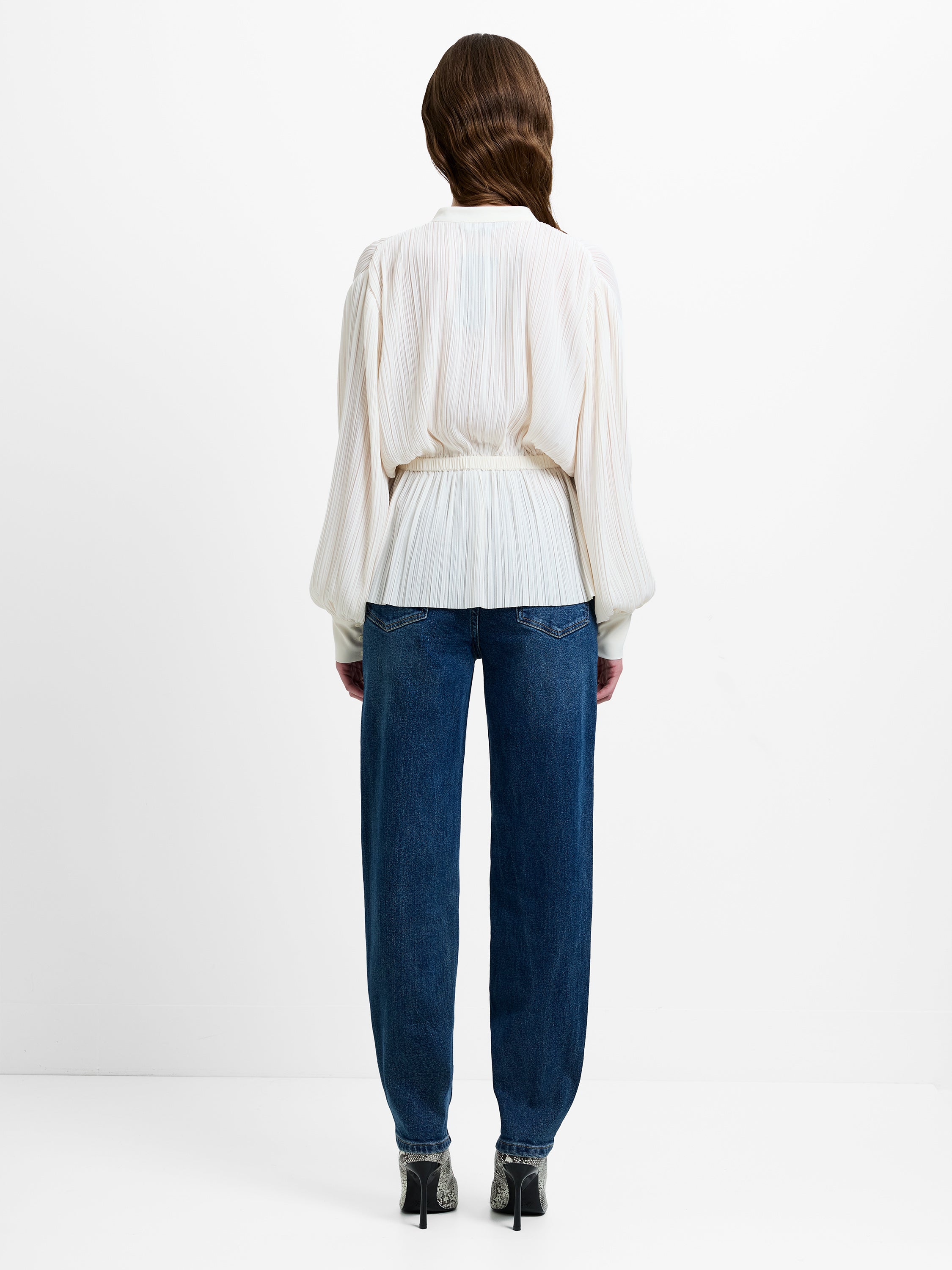 Noelle Plisse Military Tie Up Blouse