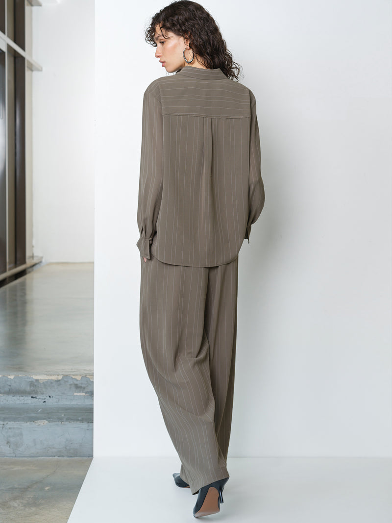 Erma Pinstripe Contrast Yoke Western Shirt