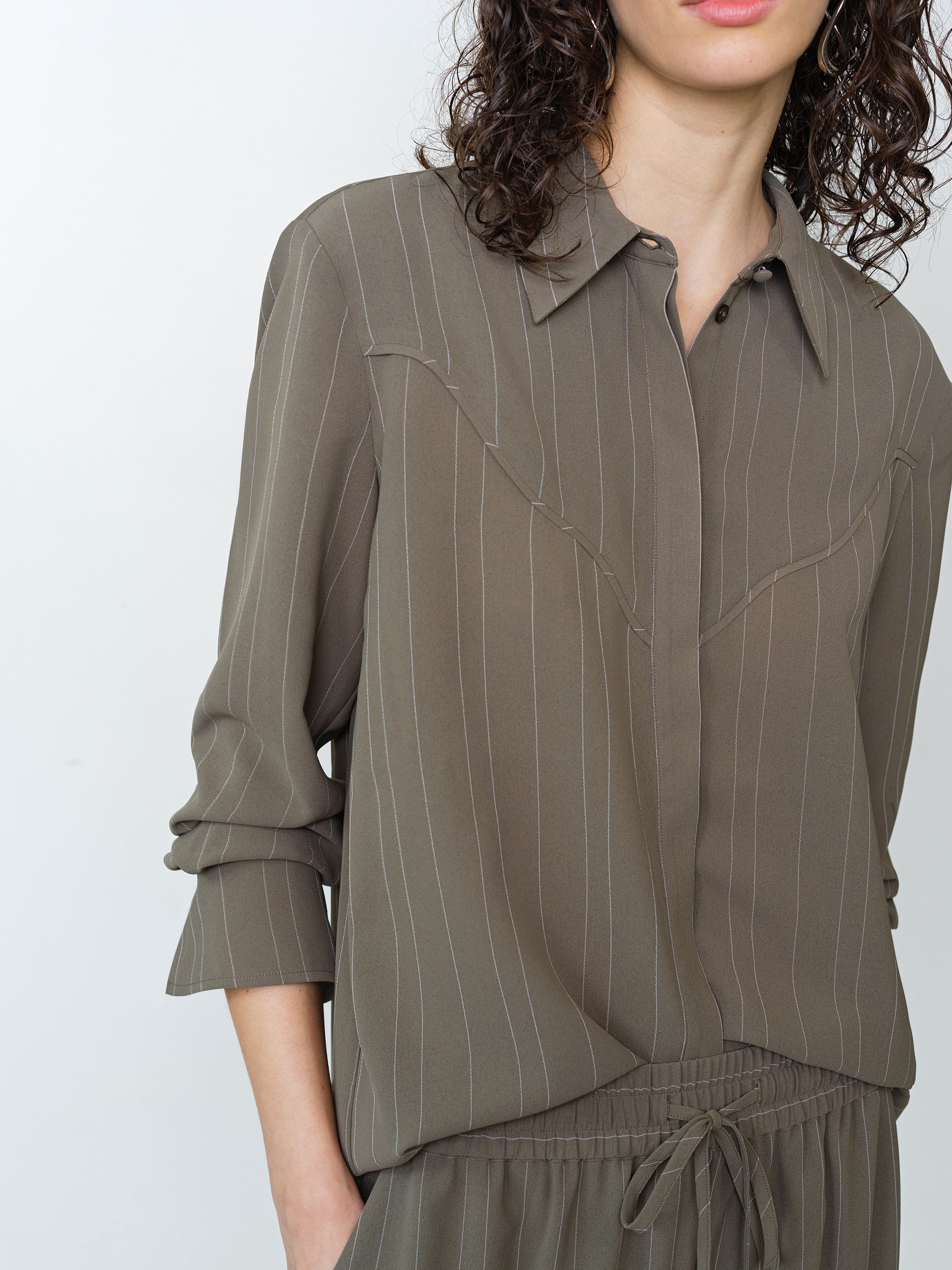 Erma Pinstripe Contrast Yoke Western Shirt