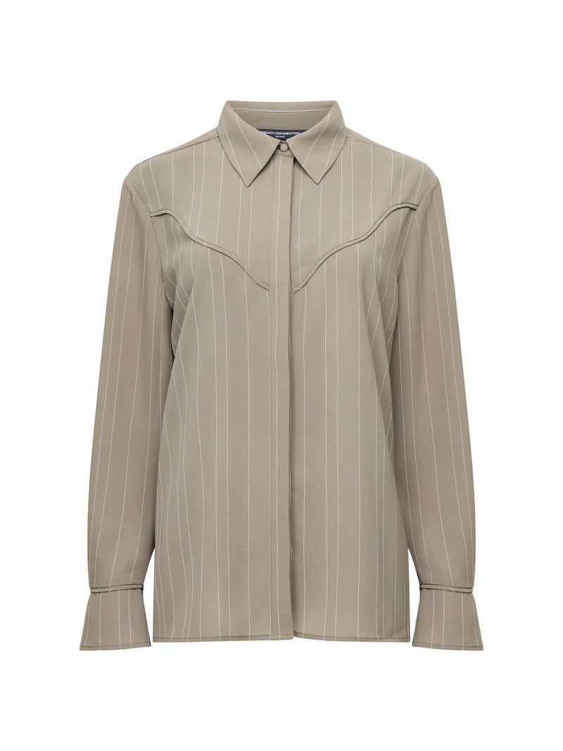 Erma Pinstripe Contrast Yoke Western Shirt