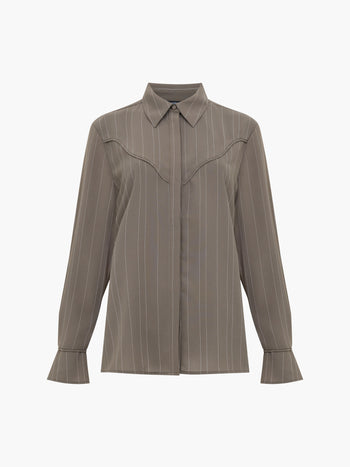 Erma Pinstripe Contrast Yoke Western Shirt