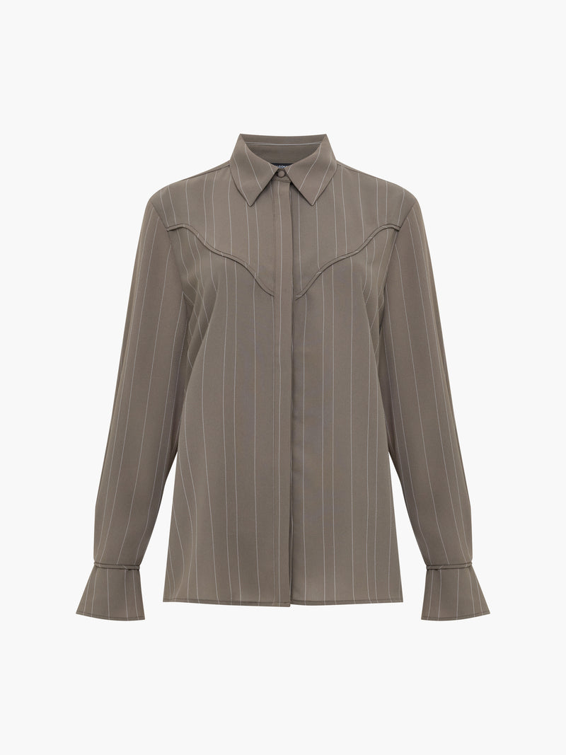 Erma Pinstripe Contrast Yoke Western Shirt