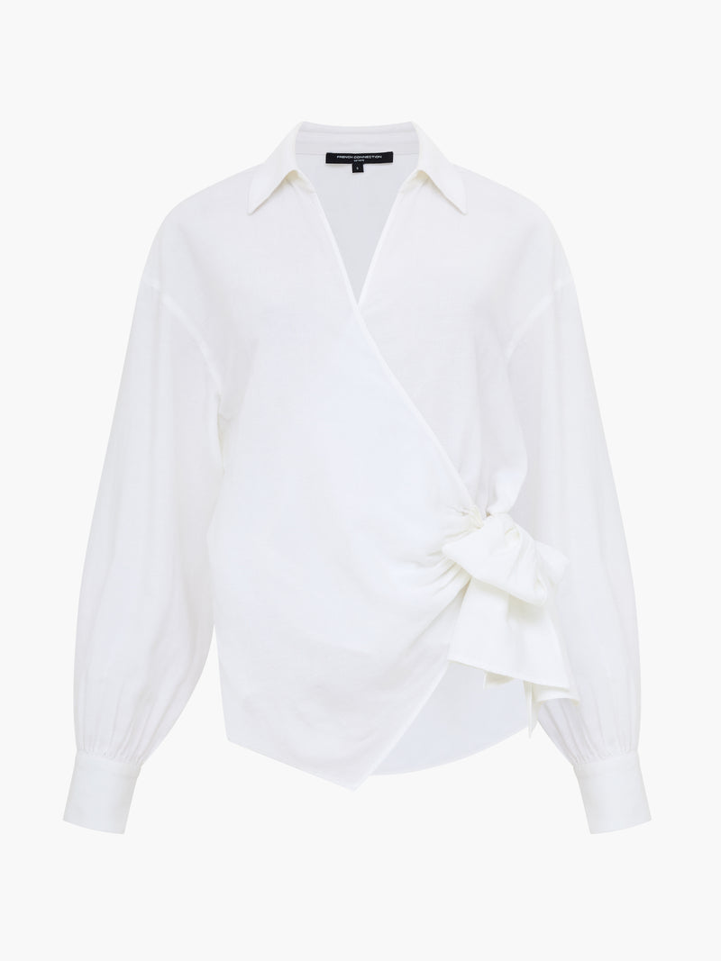 Ariette Linen Blend Wrap Over Shirt