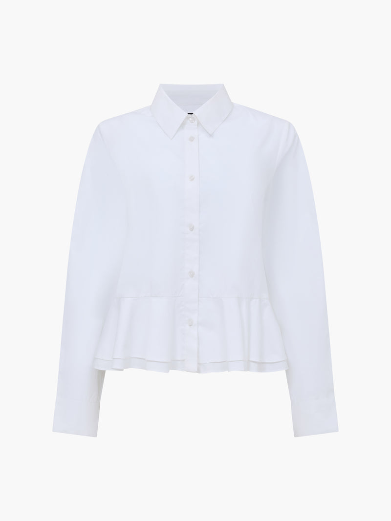 Cambria Cotton Ruffle Hem Peplum Shirt