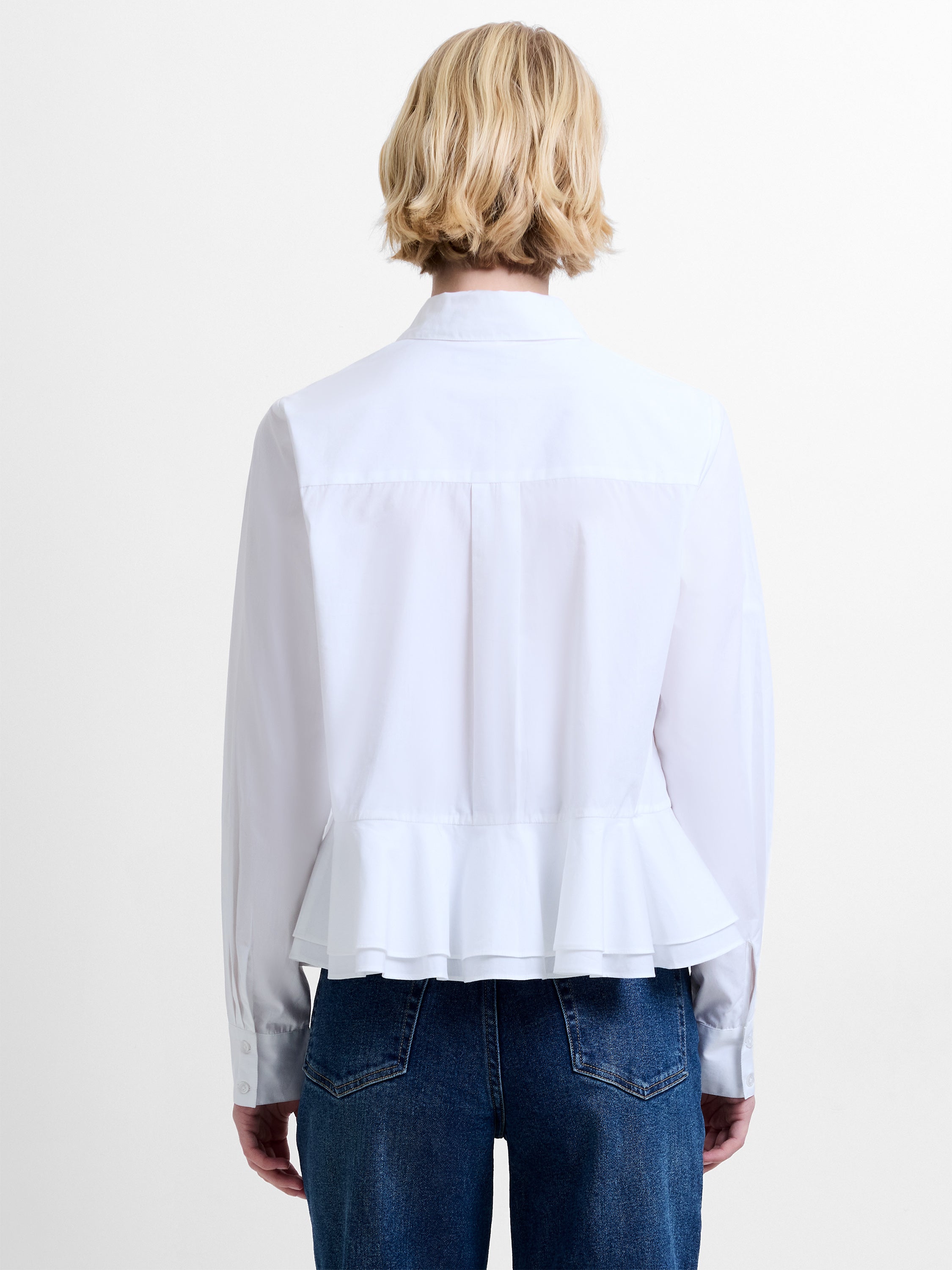 Cambria Cotton Ruffle Hem Peplum Shirt