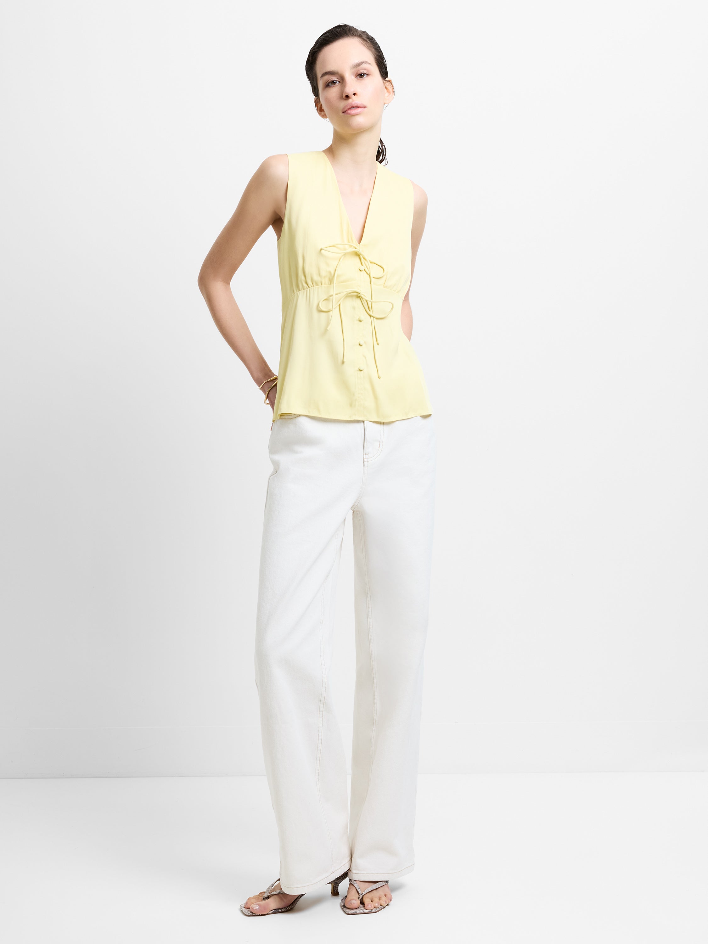 Candice Satin Bow Tie-Up Top