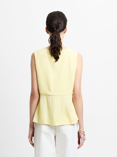 Candice Satin Bow Butter Yellow Tie-Up Top
