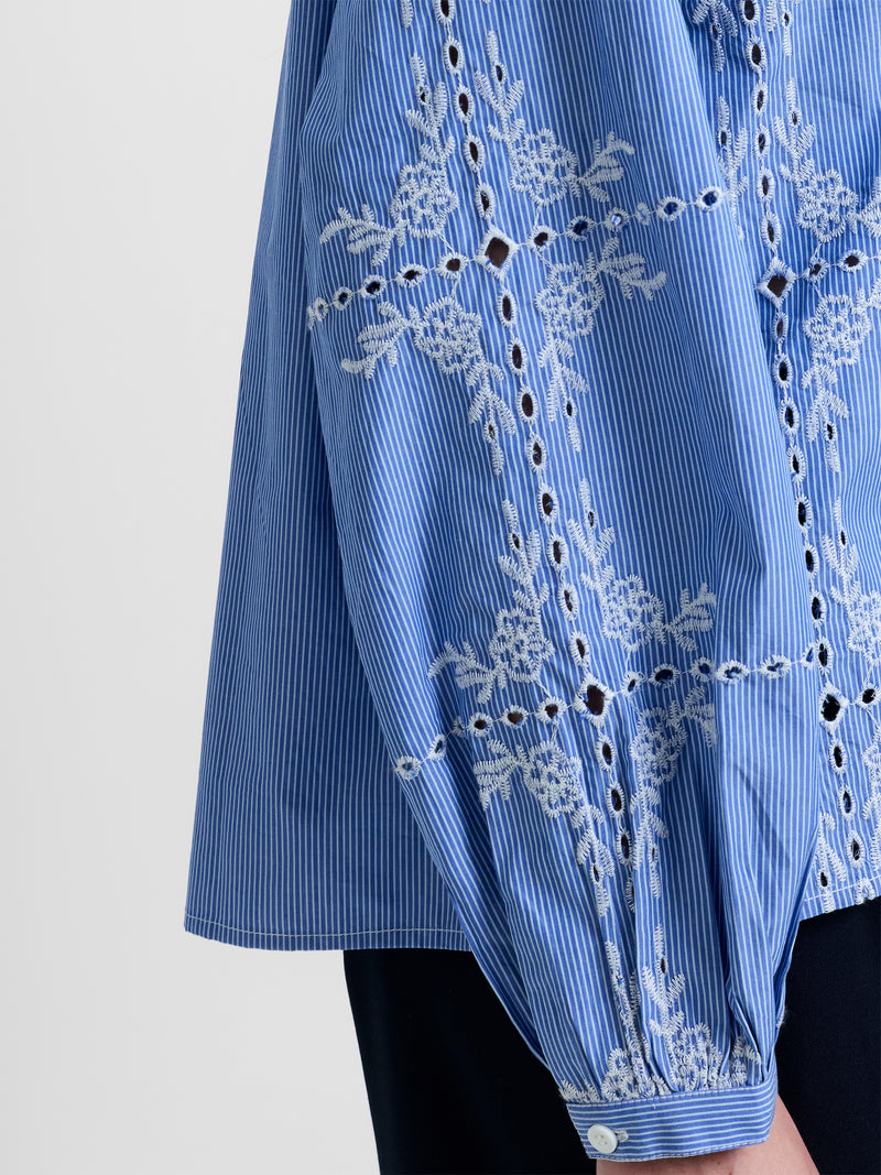 Grayson Peter Pan Collar Embroidered Top