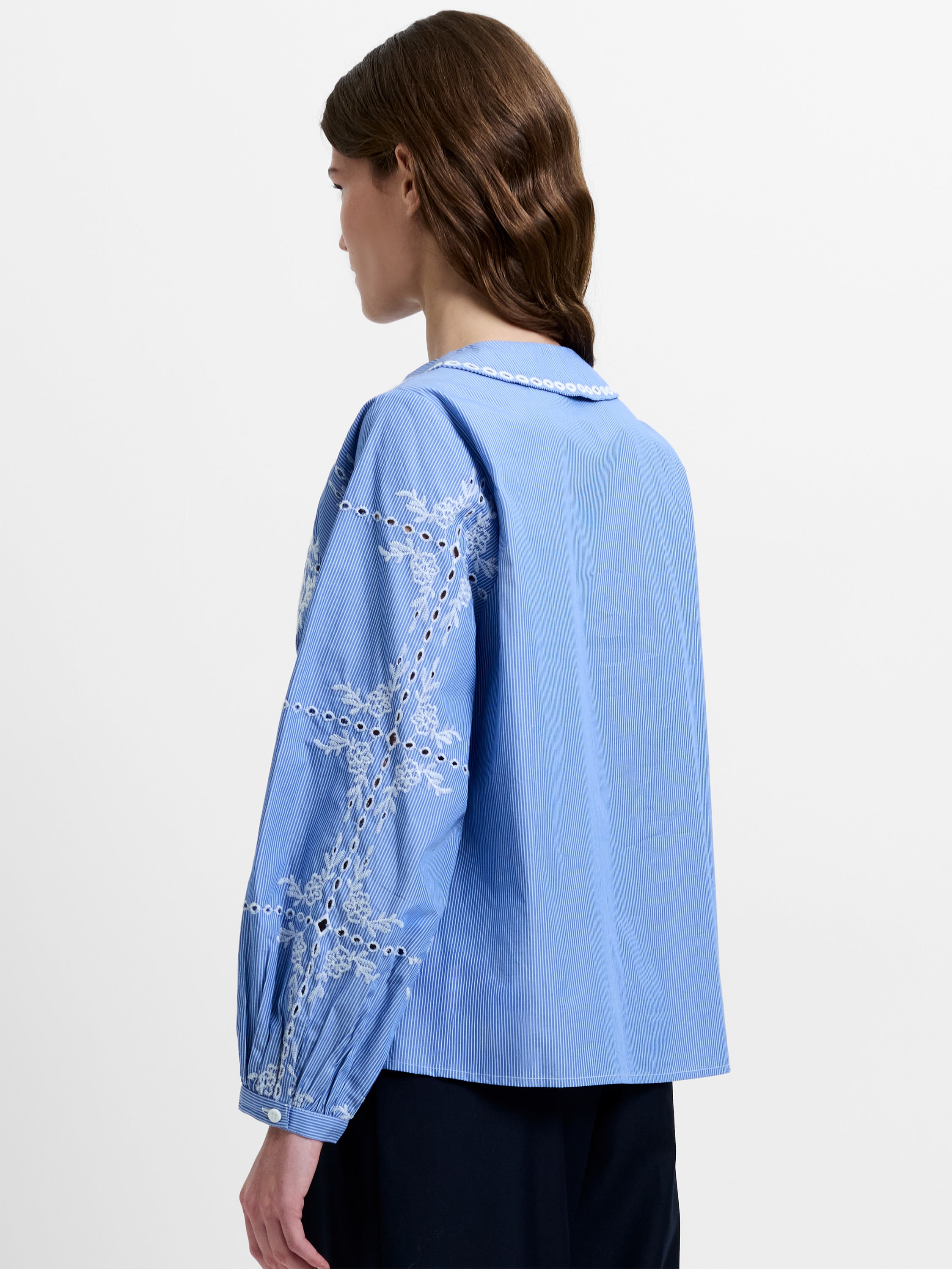 Grayson Peter Pan Collar Embroidered Top