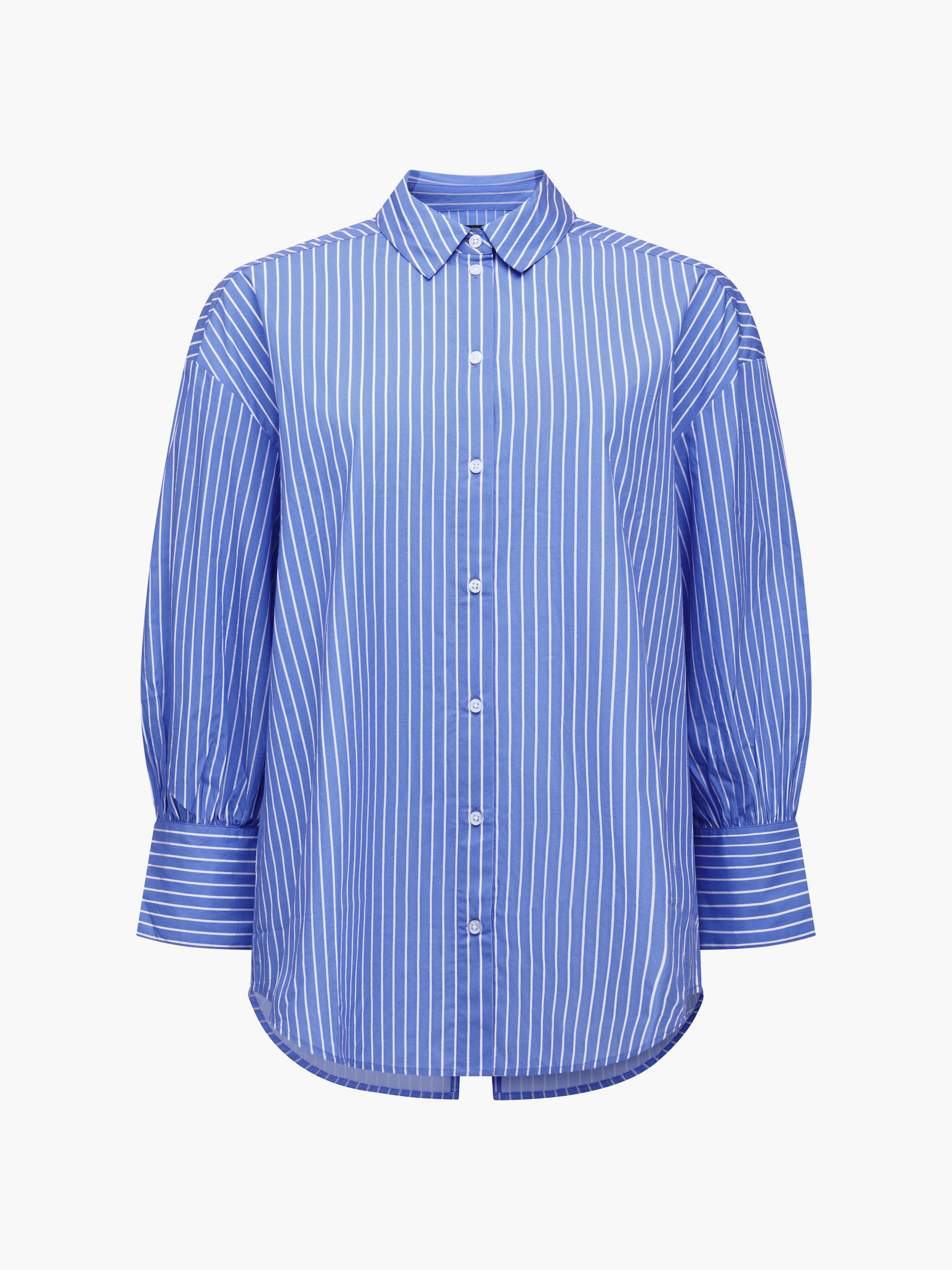 Cambria Cotton Striped Bow Detail Blue Shirt