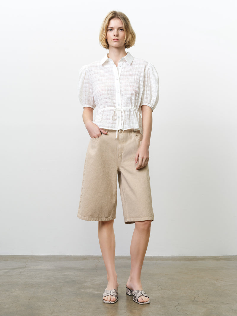 Shanaya Seersucker Drawstring Shirt