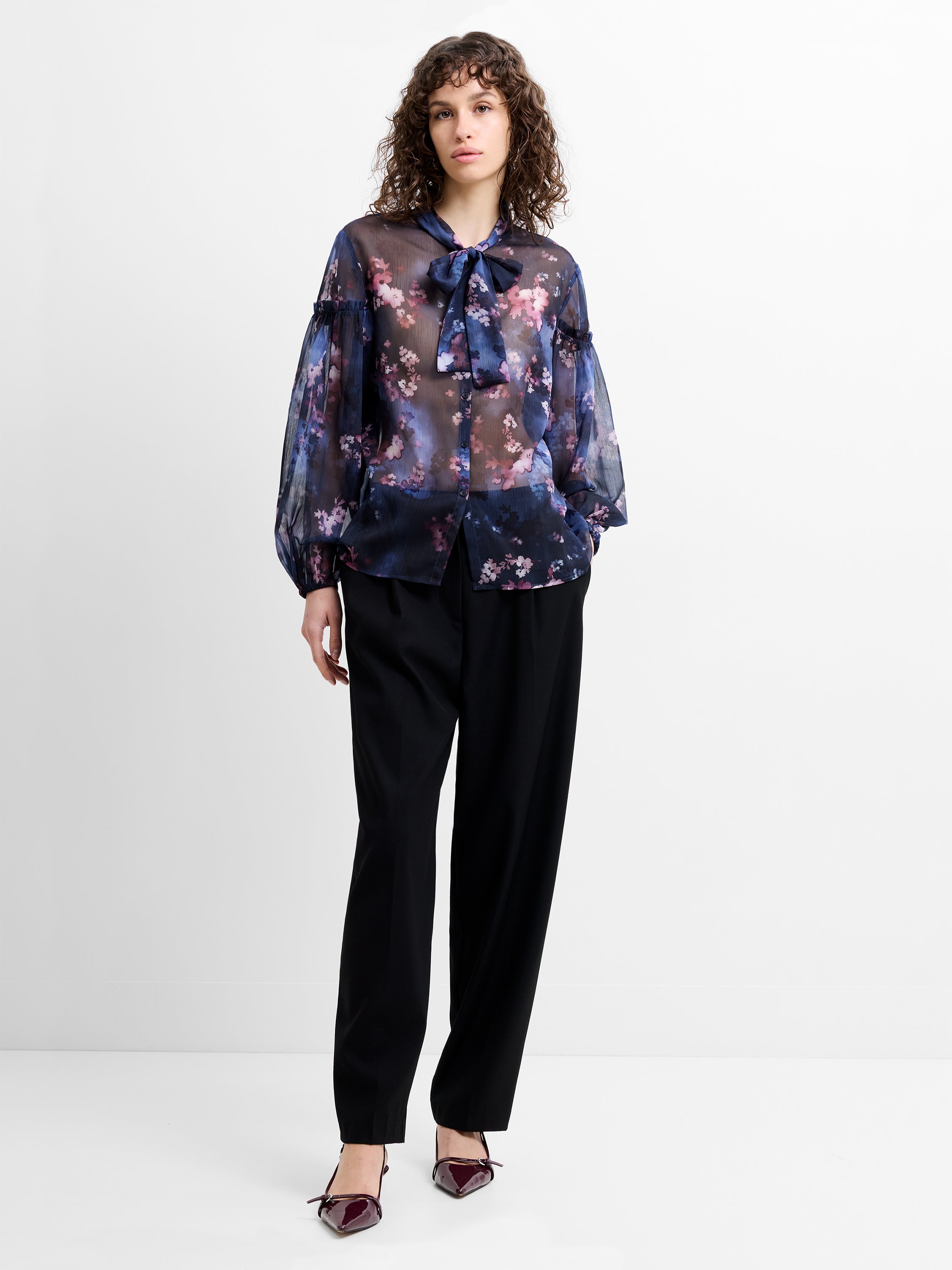 Clara Emina Sheer Bow Tie Shirt