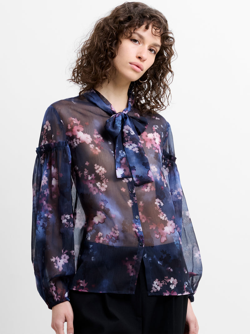 Clara Emina Sheer Bow Tie Shirt