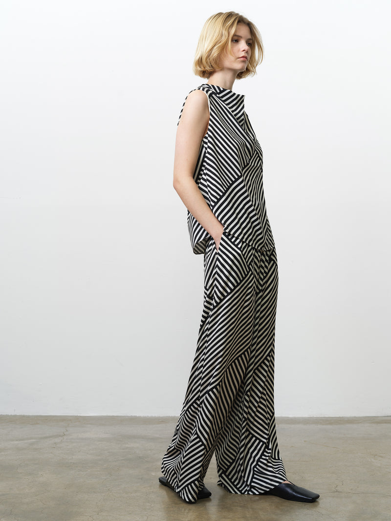 Striped Damasco Cowl Neck Tank Top