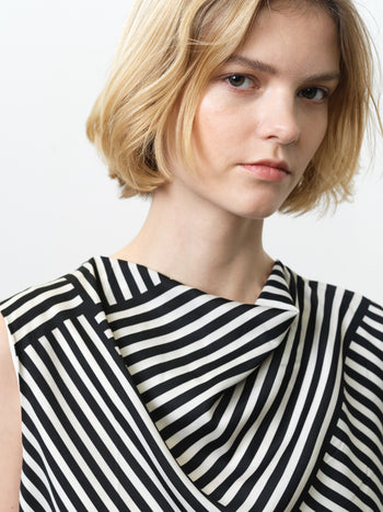 Striped Damasco Cowl Neck Tank Top