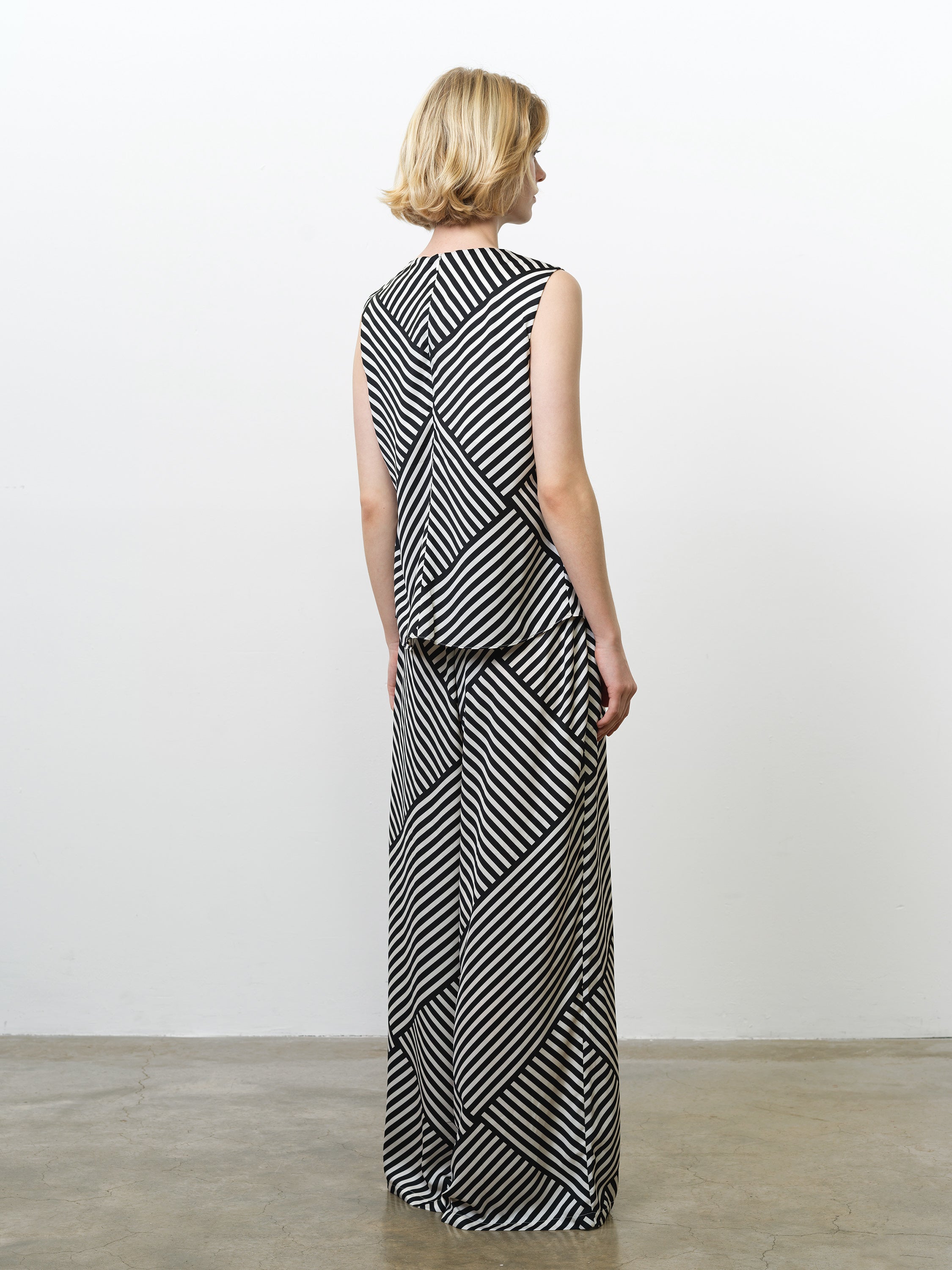 Striped Damasco Cowl Neck Tank Top