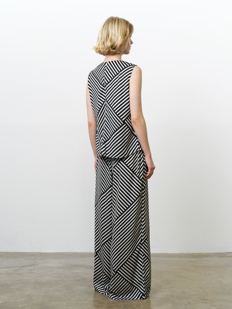 Striped Damasco Cowl Neck Tank Top