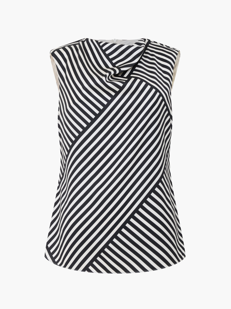 Striped Damasco Cowl Neck Tank Top
