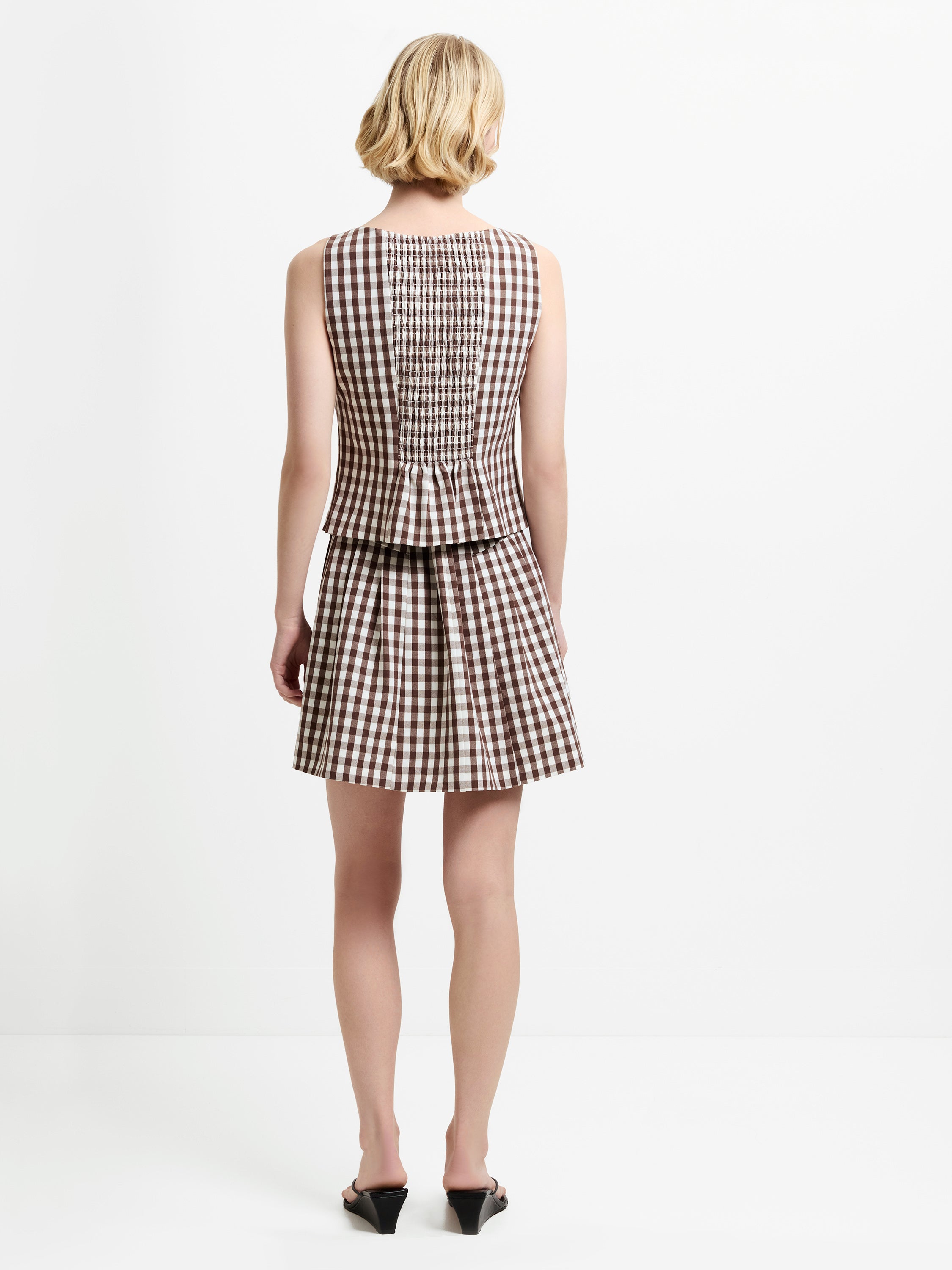 Lexi Tailored Brown Gingham Asymmetric Top
