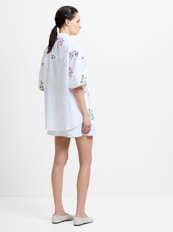 Cambria Cotton Floral Embroidered Puff Sleeve Shirt