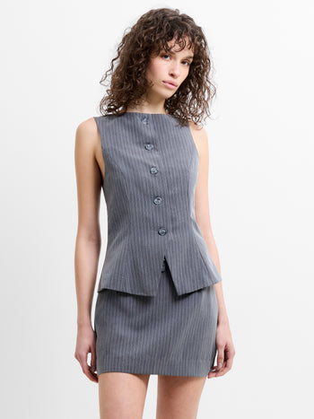 Minka Pinstripe Tailored Button Down Vest