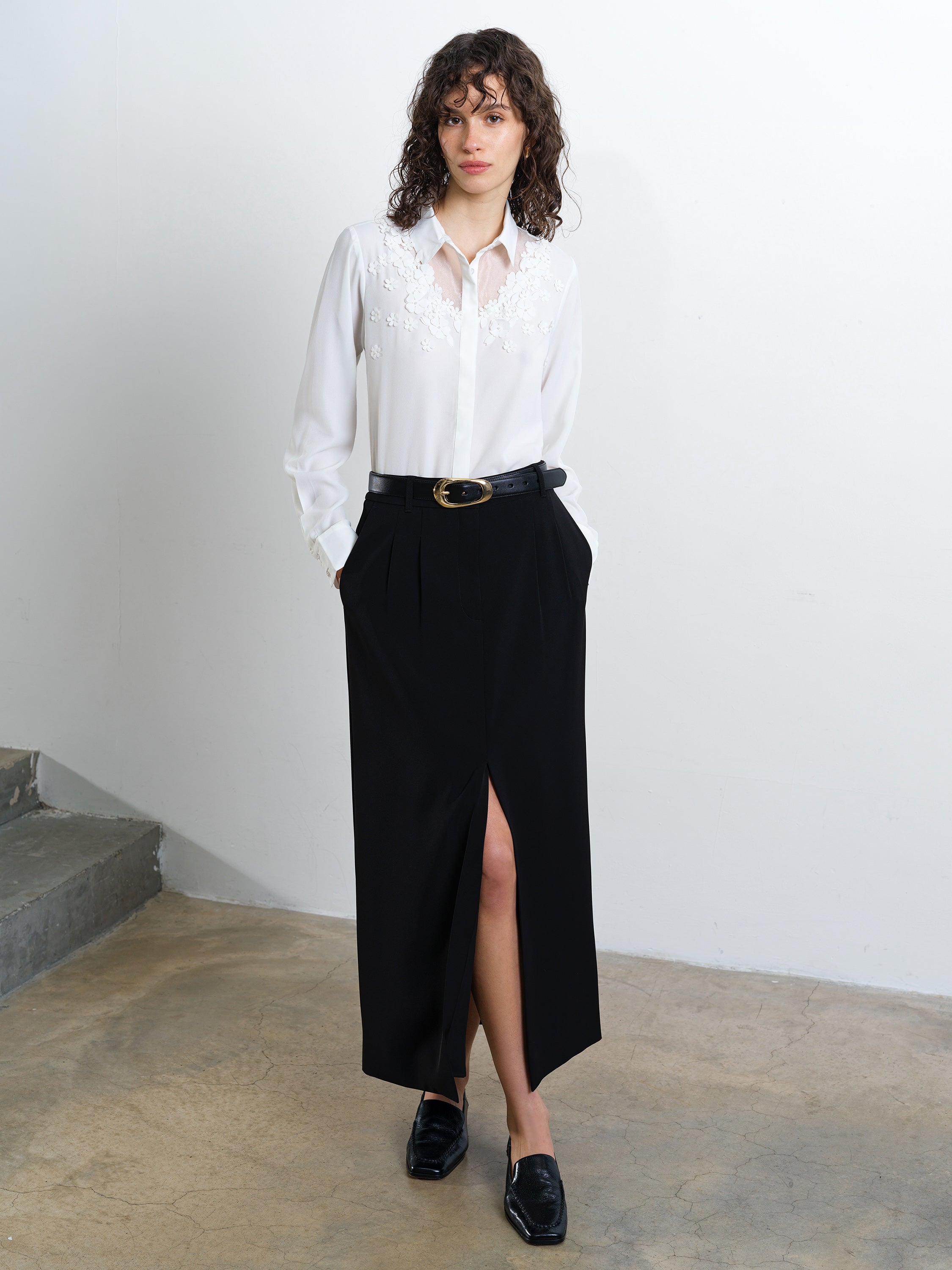 Mila Georgette 3D Floral Shirt