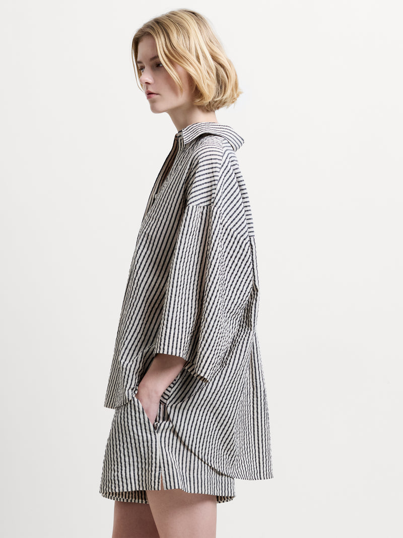 Lia Seersucker Striped Shirt