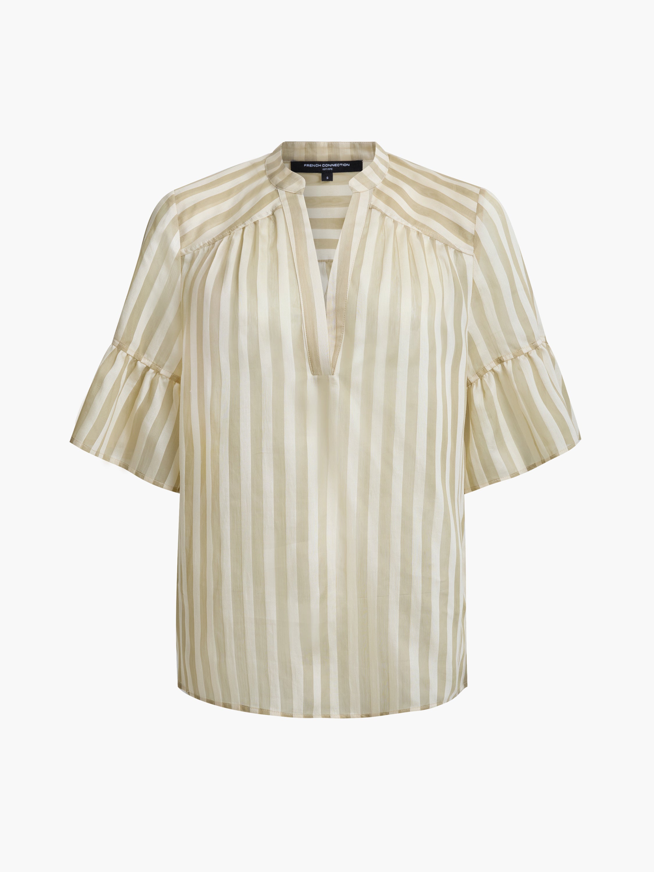 Adeline Relaxed Green Striped V Neck Top