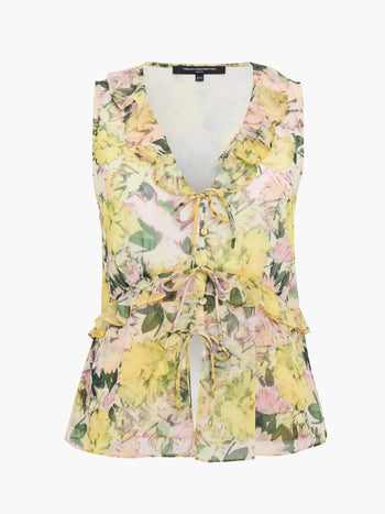 Carla Chiffon Floral Sleeveless Tie Up Top