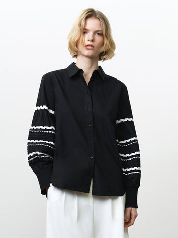 Cambria Cotton Ric Rac Long Sleeve Shirt