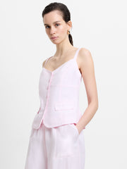 Cooper Linen Tailored Button Front Pink Cami Top