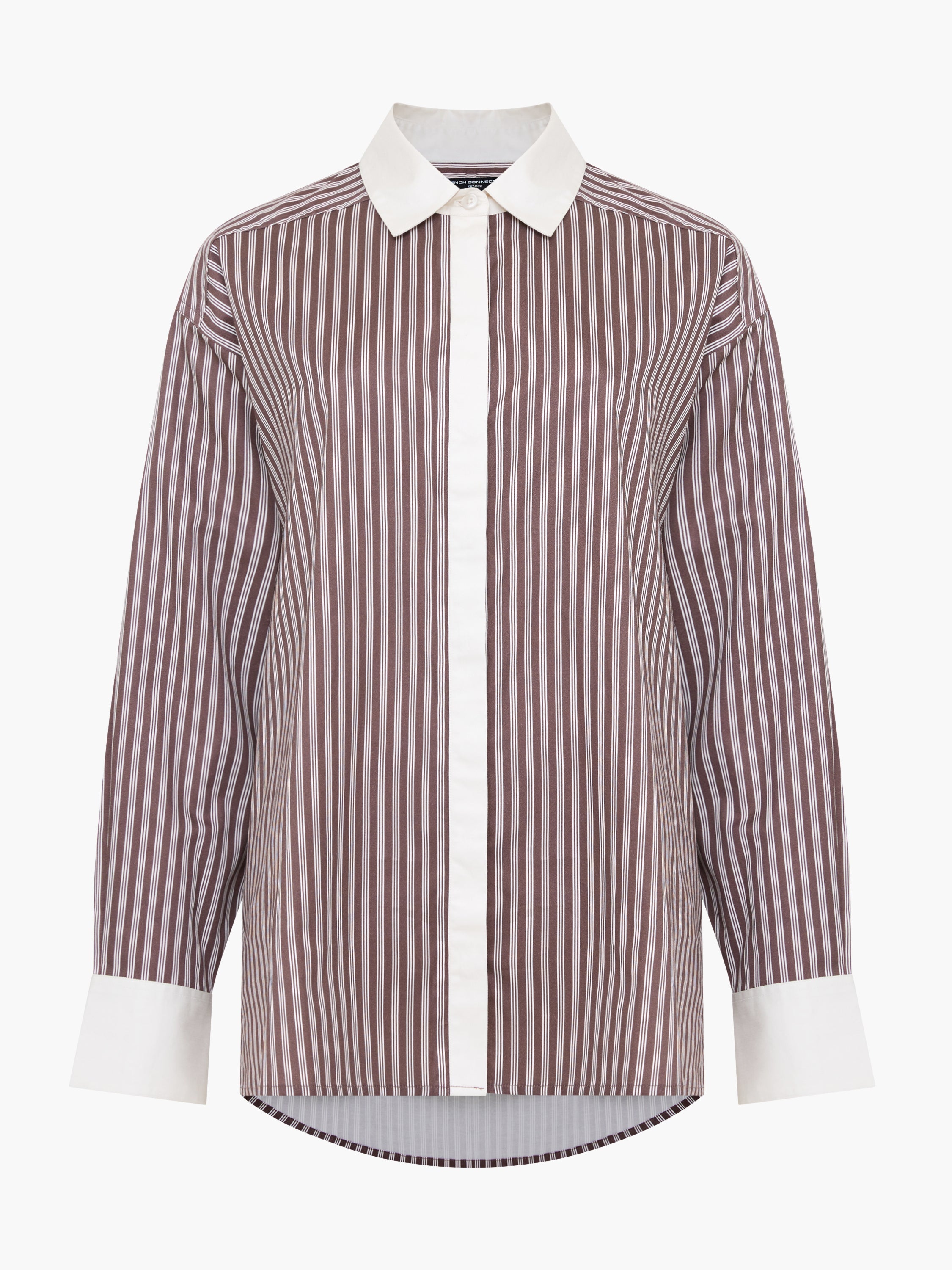 Alexis Poplin Brown Striped Button Down Relaxed Shirt