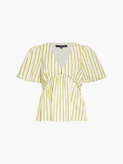 Cambria Cotton Striped Yellow Peplum Top