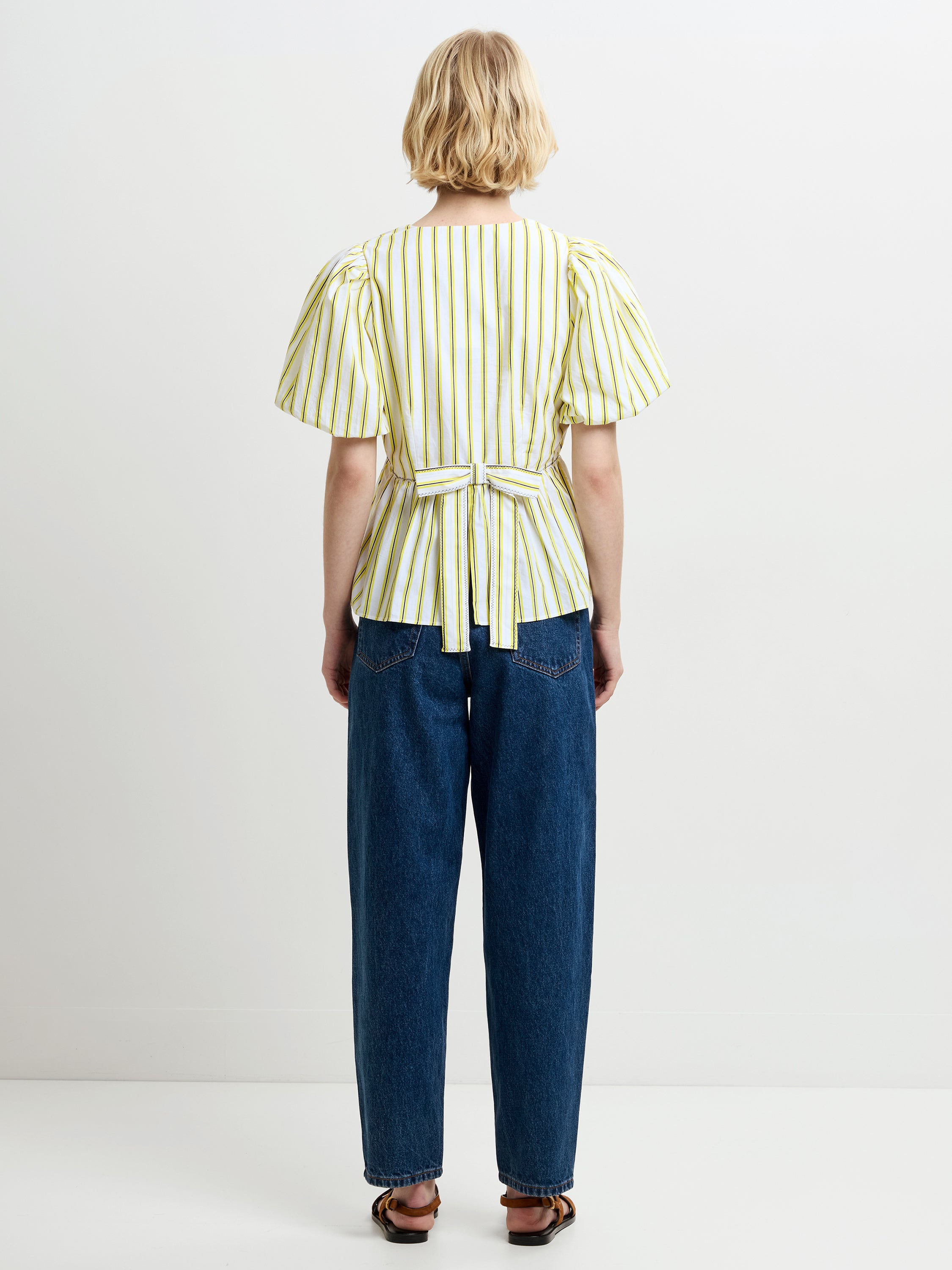 Cambria Cotton Striped Yellow Peplum Top