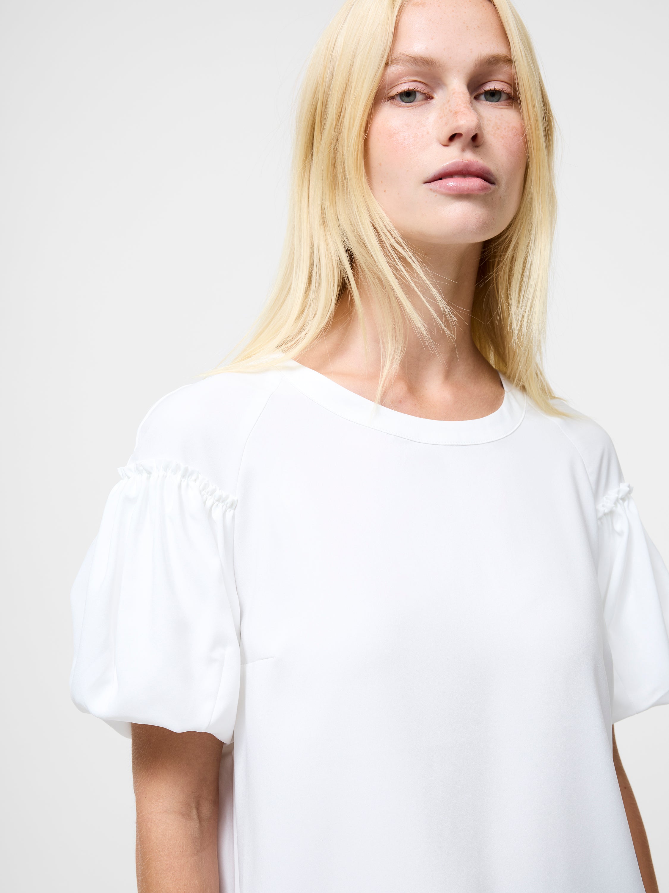 elfbar nachfüll pod läuft aus Crepe Light Puff Sleeve Top Summer White