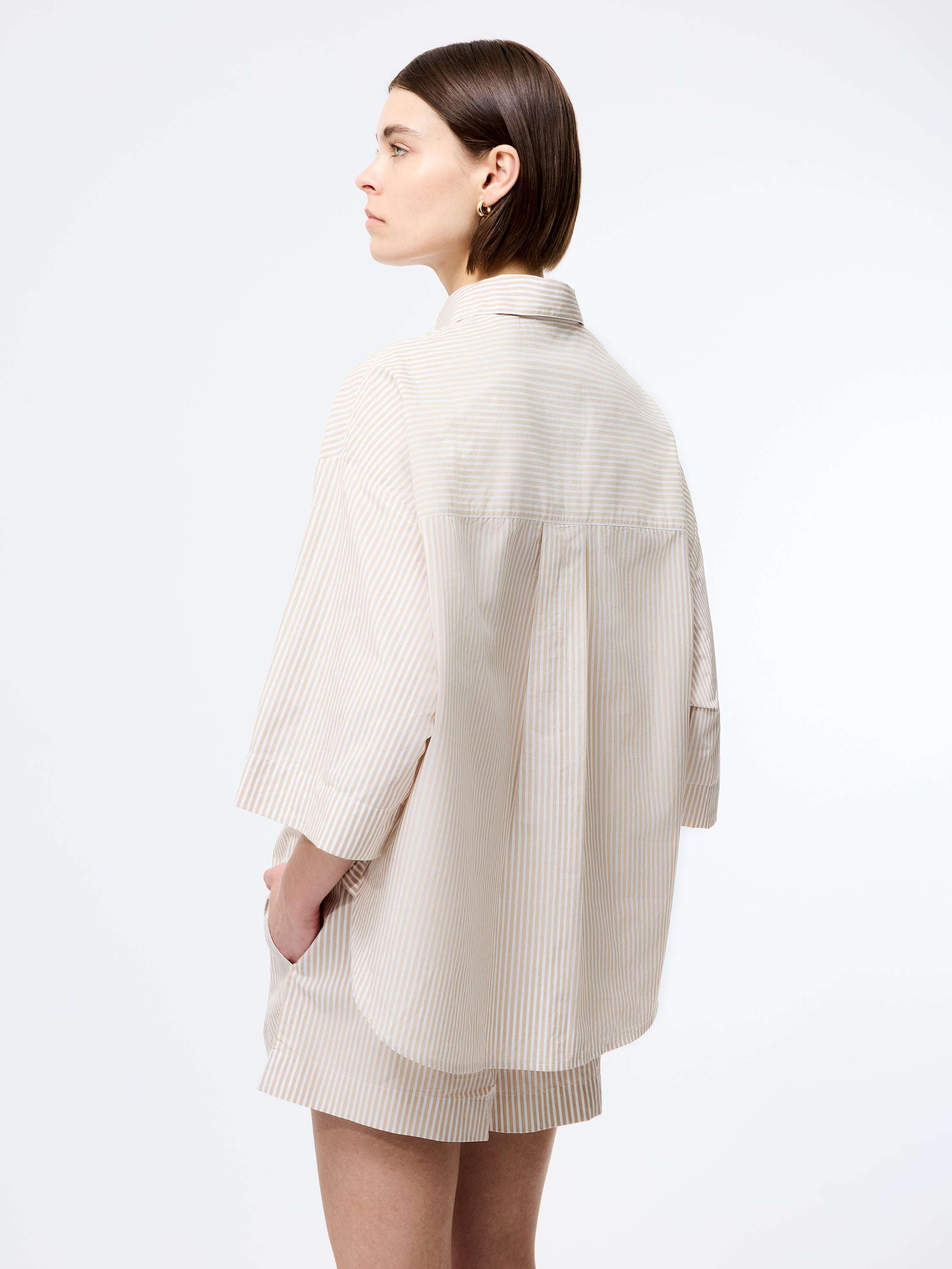 Rhodes Poplin Stripe Popover Shirt Incense/Porcelain Cream Rhodes Poplin Stripe Popover Shirt Incense/Porcelain Cream
