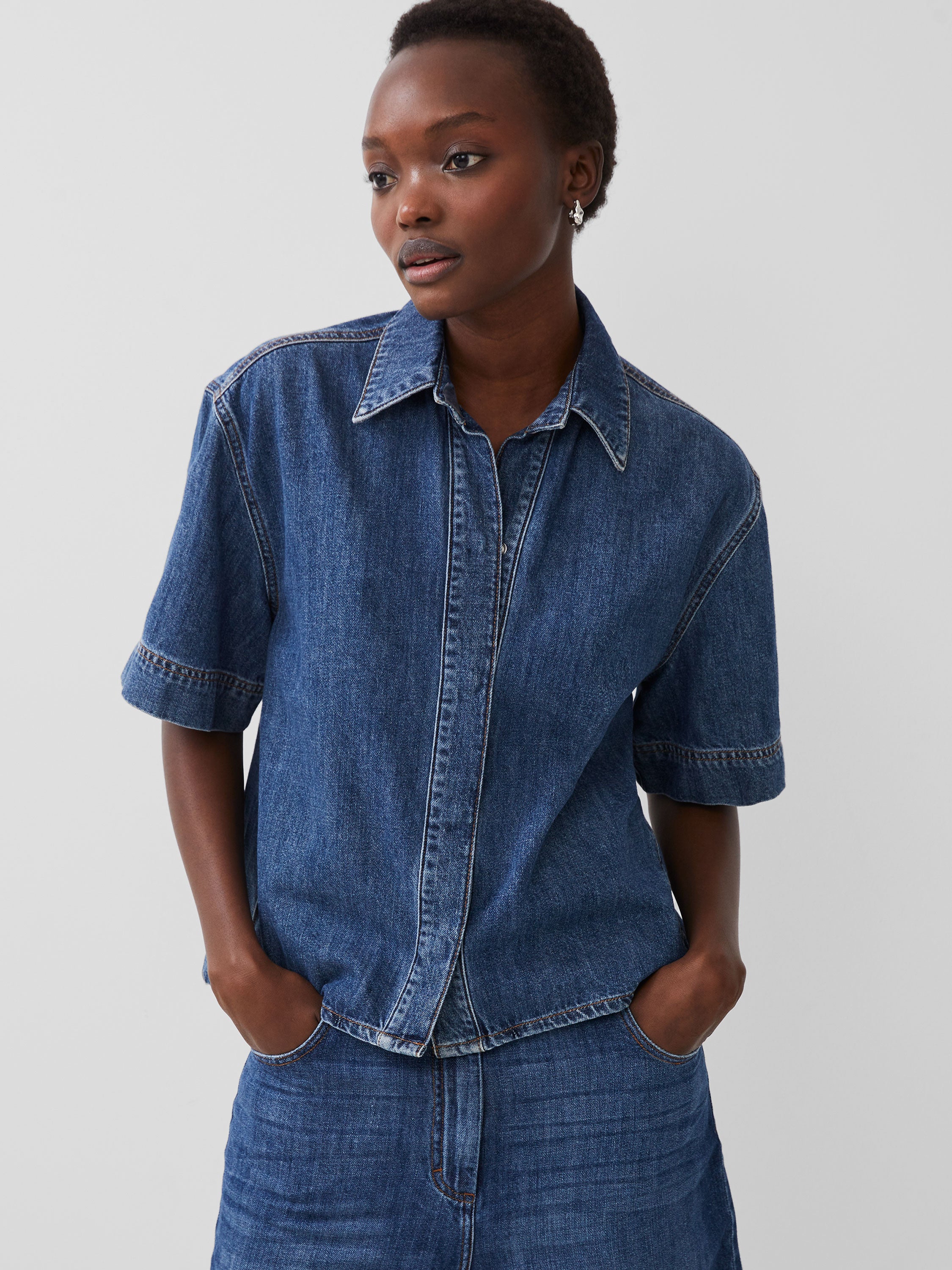 Finley Denim Short Sleeve Shirt Vintage French Connection UK