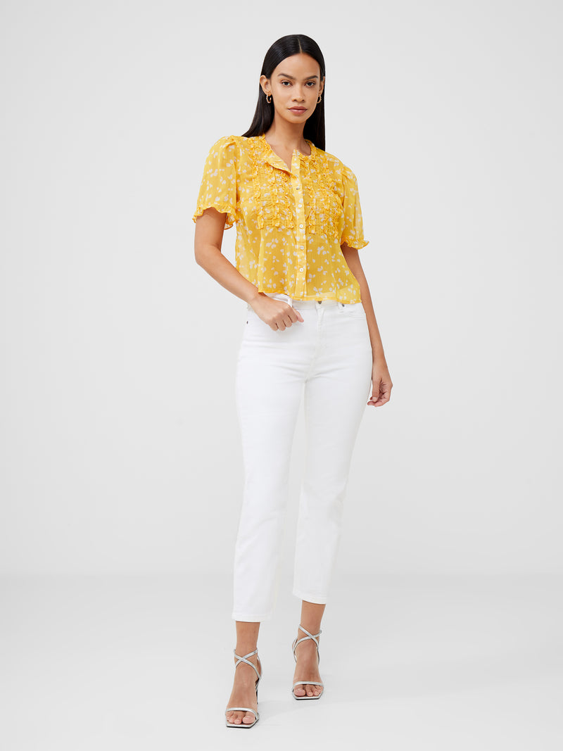 Yellow sheer sales shirt