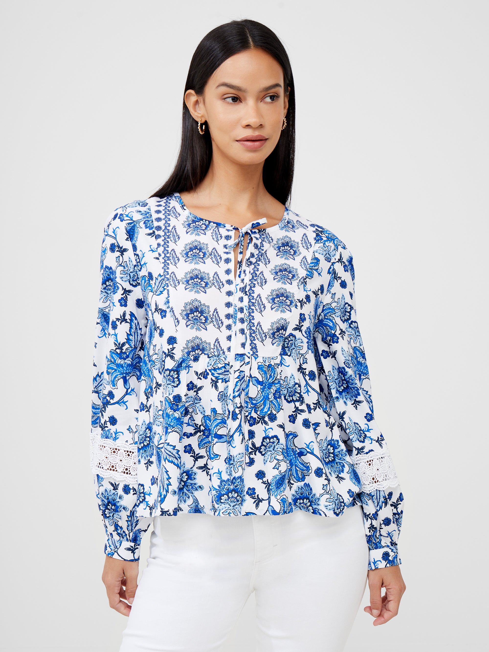 Boho Top White/Blue | French Connection UK