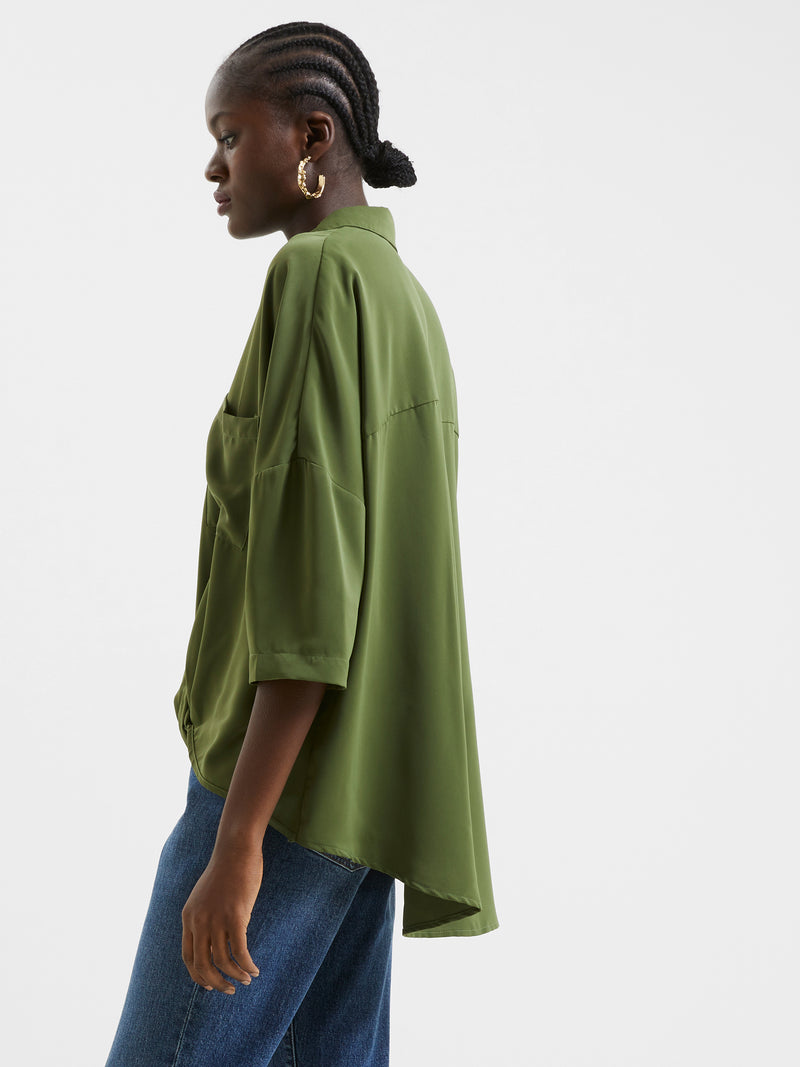 Roll Up Collar Plain Top