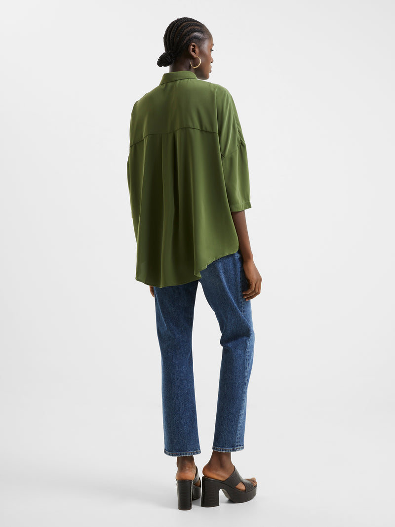 Roll Up Collar Plain Top