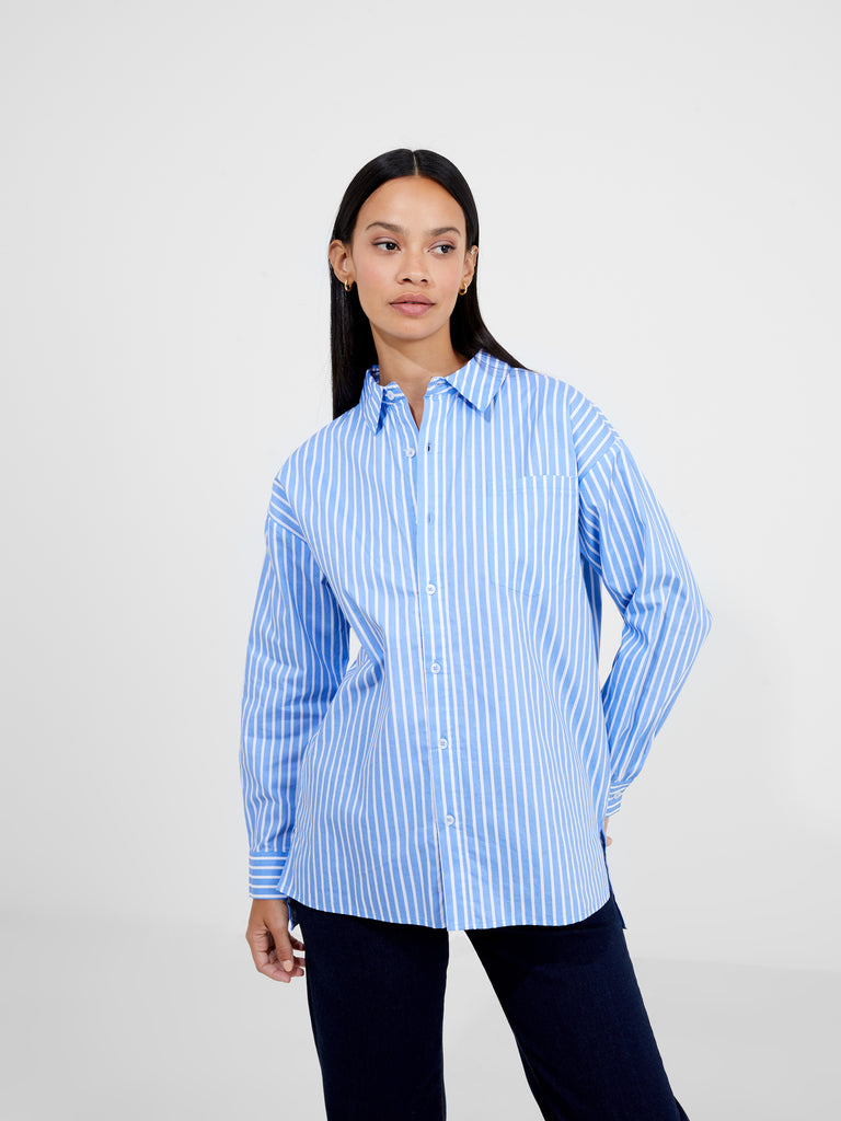 Stripe Long Sleeve Shirt Cornflower Blue/White | French Connection UK