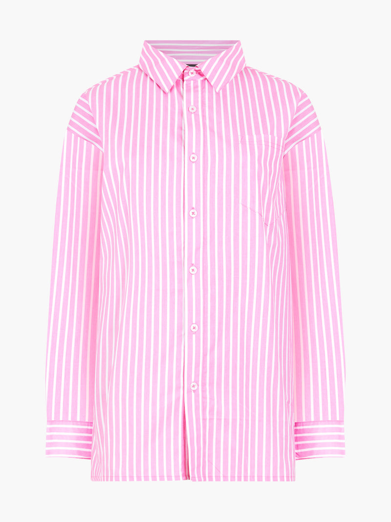 pink and white striped tee