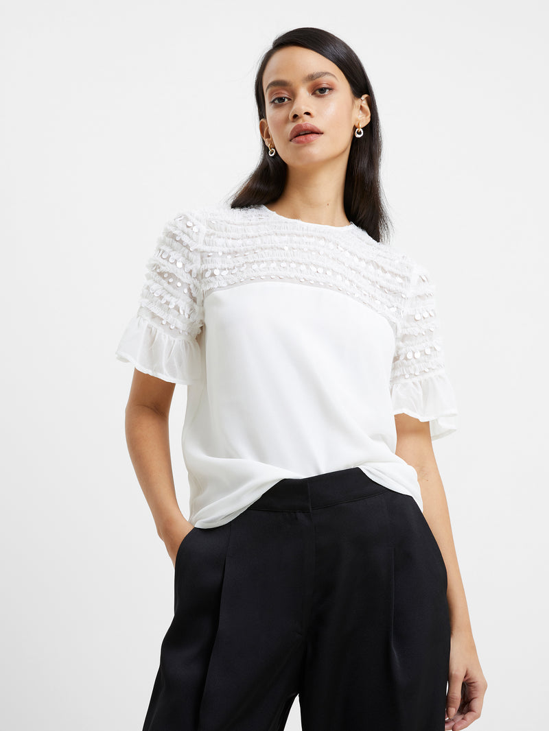 Carina Embellished Top Winter White | French Connection UK