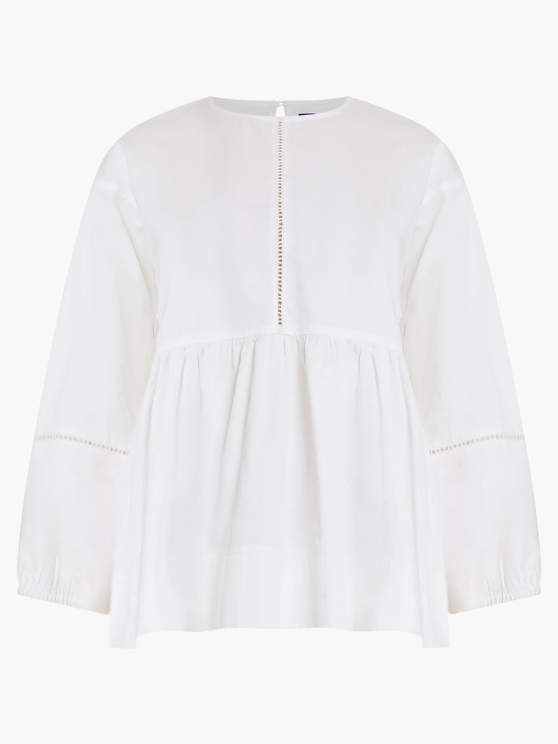 Sindey Embroidered Peplum Top Winter White | French Connection UK