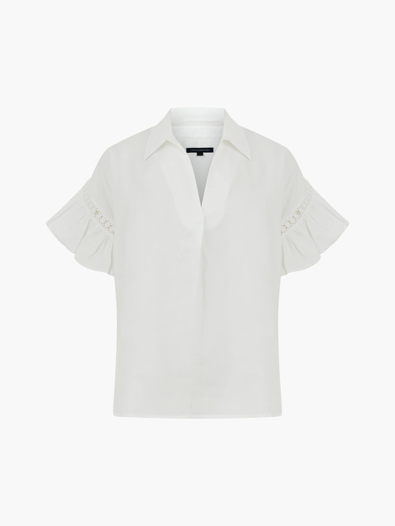 Sindey Cotton Satin Shirt Winter White | French Connection UK