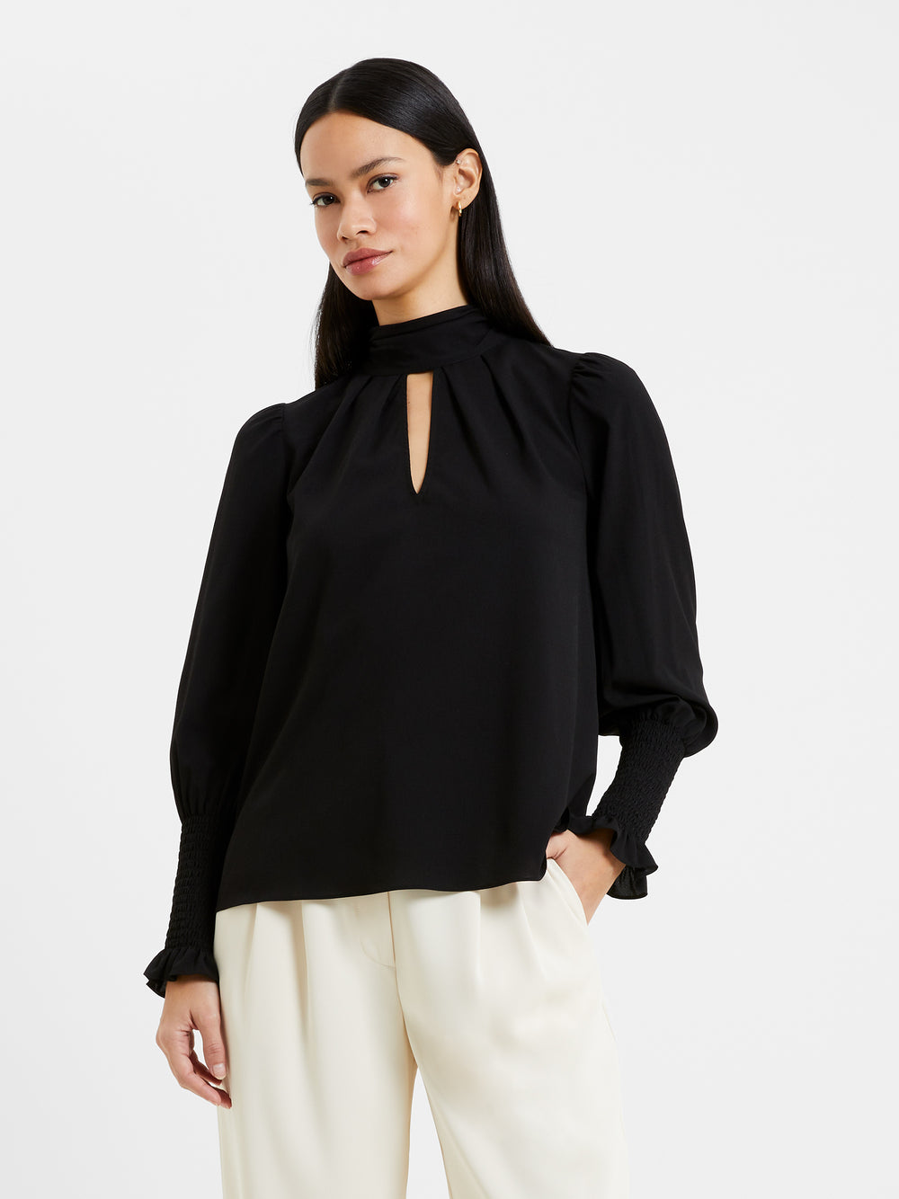 Crepe Light Keyhole Top Blackout | French Connection UK