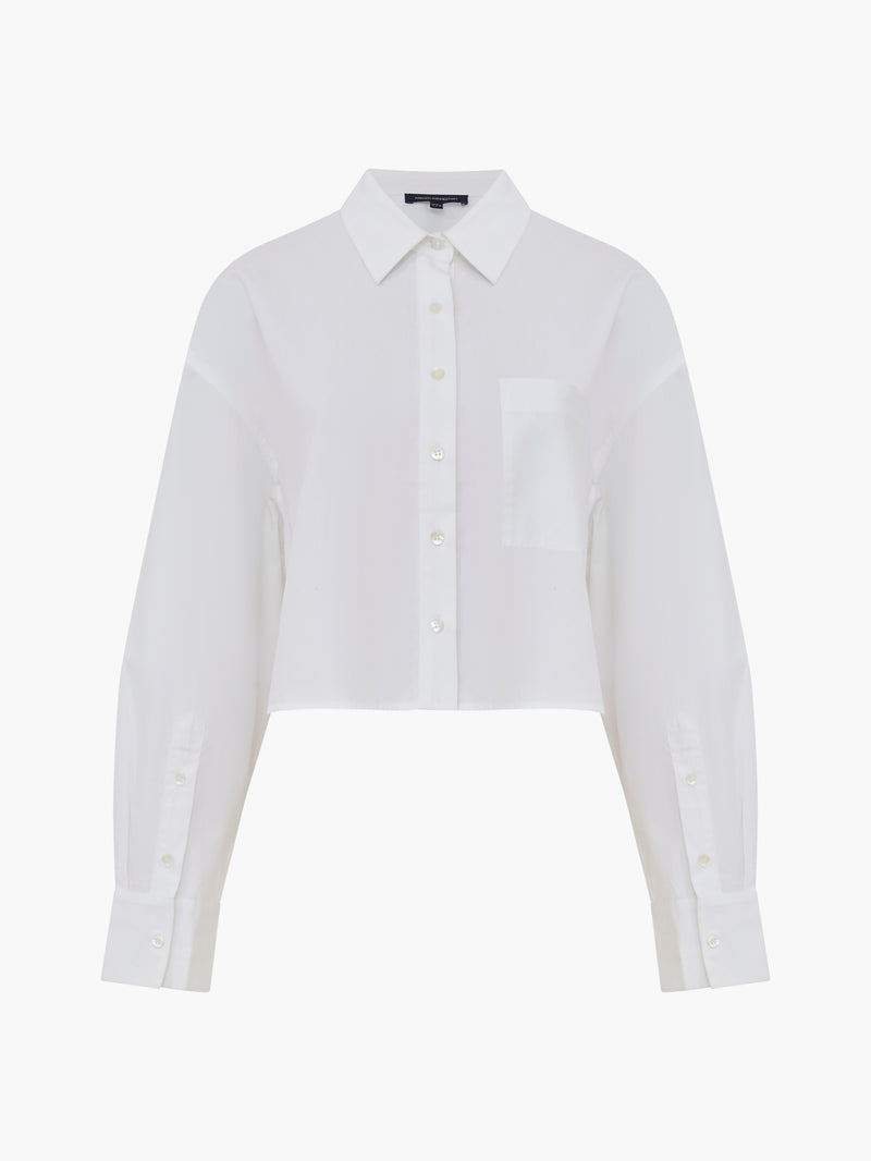 Crystal Alissa Cropped Cotton Shirt Linen White | French Connection UK