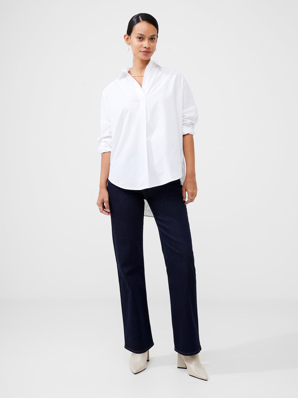 Rhodes Anglaise Popover Shirt Linen White | French Connection UK