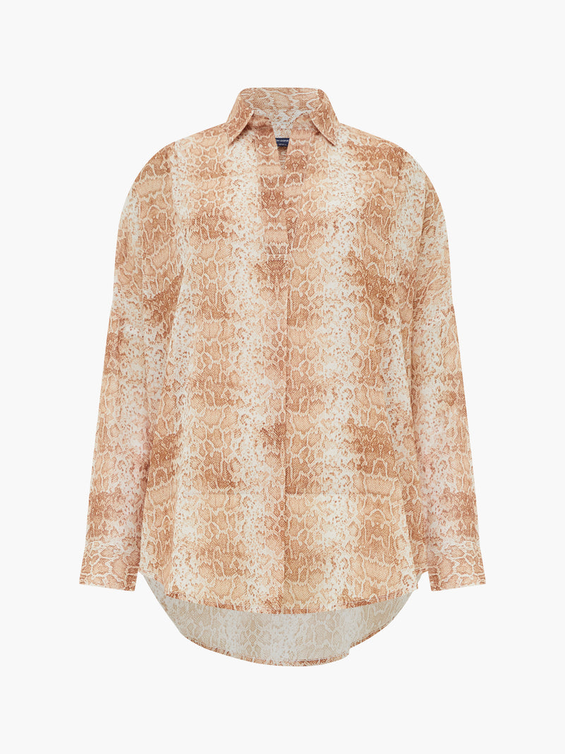Snake Smooth Georgette Popover Shirt